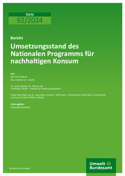 Umsetzungsstand des Nationalen Programms für nachhaltigen Konsum