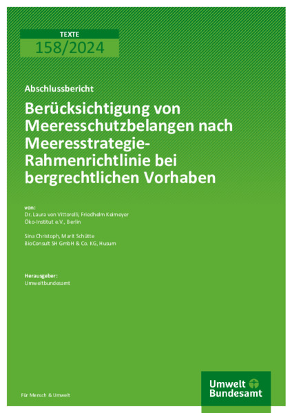 Berücksichtigung von Meeresschutzbelangen nach Meeresstrategie-Rahmenrichtlinie bei bergrechtlichen Vorhaben