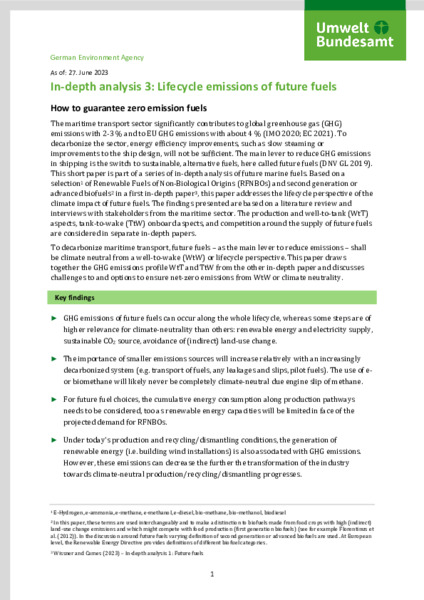 In-depth analysis 3: Lifecycle emissions of future fuels